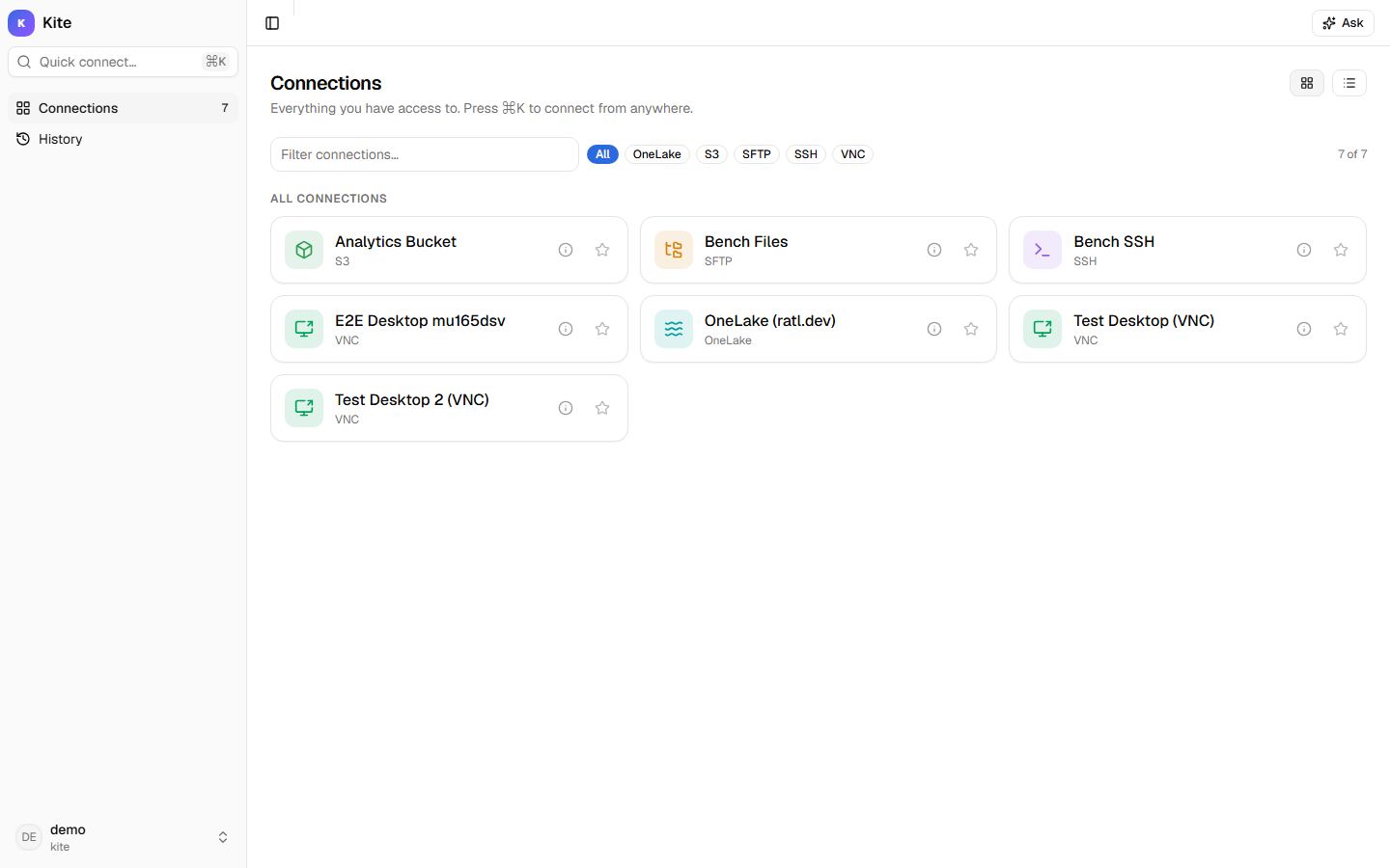Kite: Catalog — every machine you can reach