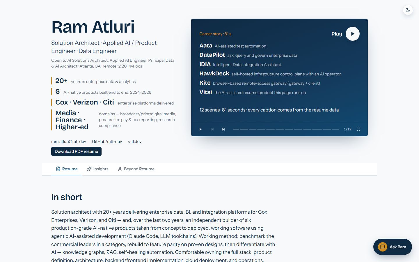 Vitai: The public page — one record, rendered